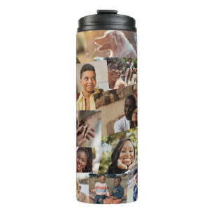 20 Haphazardly Overlapping Photos Collage Template Thermal Tumbler