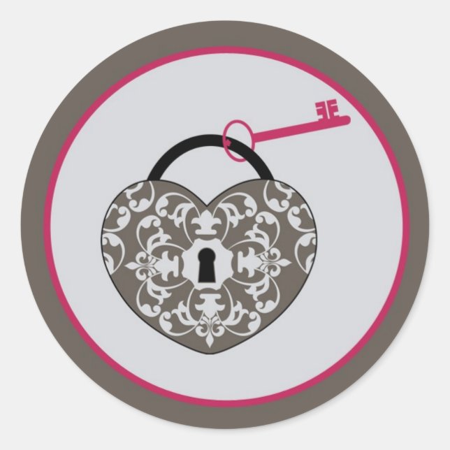 20 Heart Lock Wedding Envelope Seal (Front)