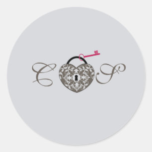 20 Heart Lock Wedding Favour Stickers