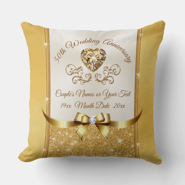 20 inch Square, 50th Wedding Anniversary Pillow (Front)