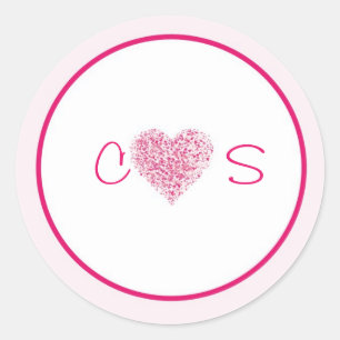 20 Light Pink Heart Wedding Favour Stickers