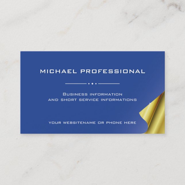 20 Modern Professional Business Card blue, gold (Front)