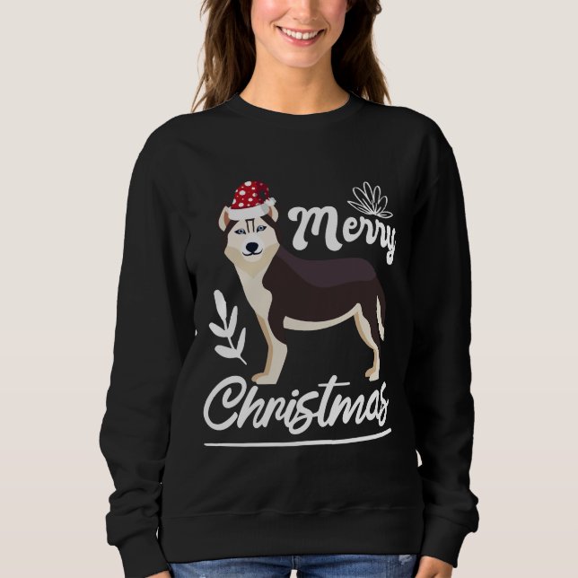 20 Off ! Christmas Husky Dog Santa Hat   Merry Chr Sweatshirt (Front)