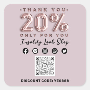 20% Off Discount Code Sticker QR CODE THANk ROSE