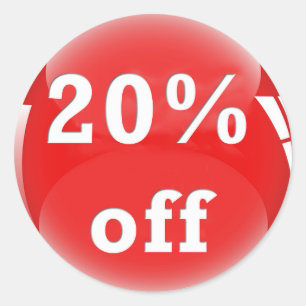 20% Off (Percent) Round Glossy Sticker