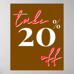 20% Off Sale Sign, Brown Sale Poster