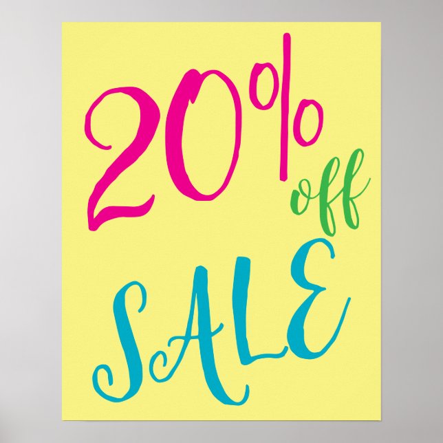20% Off Sale Sign in Spring Colours, Retail Poster (Front)
