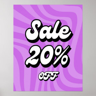 20% Off Sale Sign, Purple Sale Sign, Retail Sale Poster