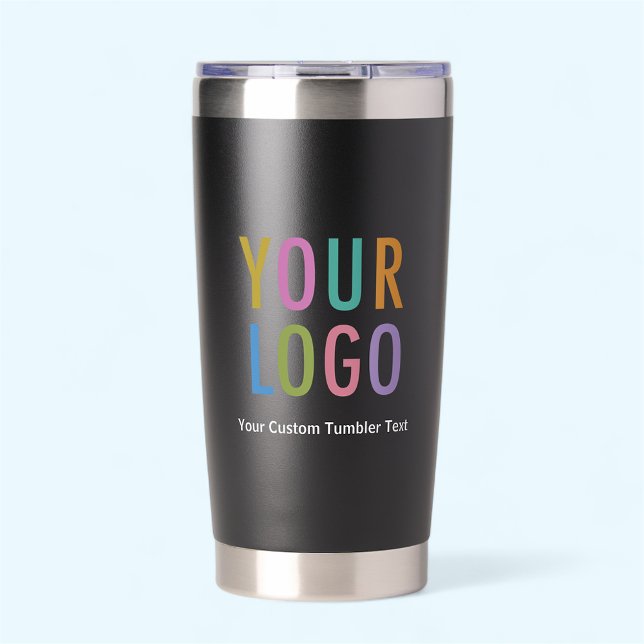 20 oz Black Insulated Tumbler Company Logo Branded (MISOOK Stainless Steel Black Tumbler with Logo)