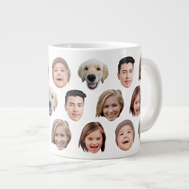 20 Oz Jumbo Family Face 5 Photos Specialty Large Coffee Mug (Front Right)
