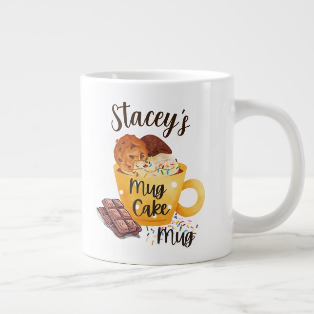 20 oz. Mug, Customisable Name, "Mug Cake Mug" Large Coffee Mug (Right)