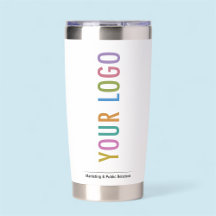 20 oz White Insulated Tumbler Company Logo Branded