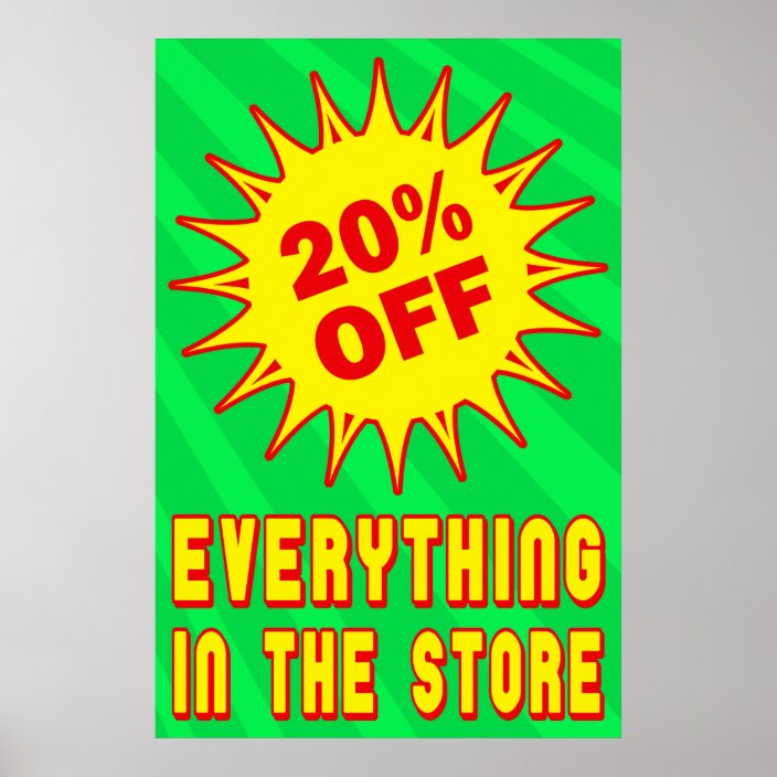 20 PERCENT OFF RETAIL SALE POSTER | Zazzle.com.au