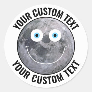 20 Personalized Man in the Moon Custom Happy Face Classic Round Sticker