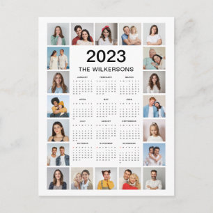 20 Photo Collage 2023 Year Calendar Add Your Name Postcard