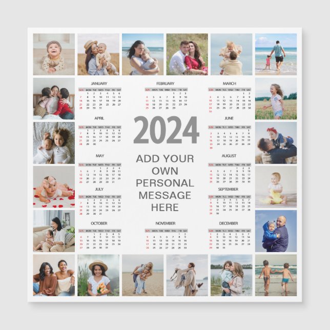 20 Photo Collage 2024 Year At A Glance Calendar (Front)