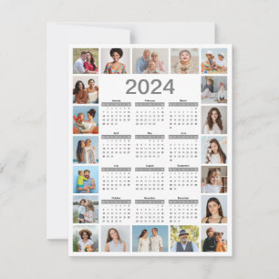 20 Photo Collage 2024 Year At A Glance Calendar Card