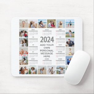 20 Photo Collage 2024 Year At A Glance Calendar Mouse Pad