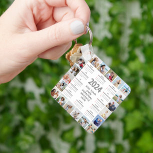 20 Photo Collage Add Your Own Text 2024 Calendar Key Ring