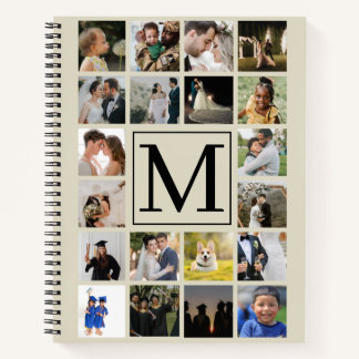 20 photo collage Black Biege Pattern Family  Noteb Notebook