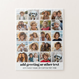 20 Photo Collage - Grid with Text - white Jigsaw Puzzle