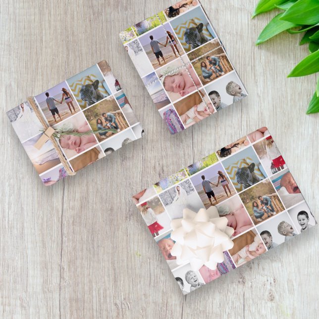 20 Photo Collage Personalized Template Wrapping Paper Sheet (Creator Uploaded)