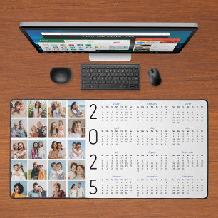 20 Photo Collage US 2025 Year At A Glance Calendar Desk Mat