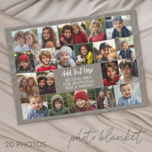 20 Photo Collage with Text in the Centre Fleece Blanket