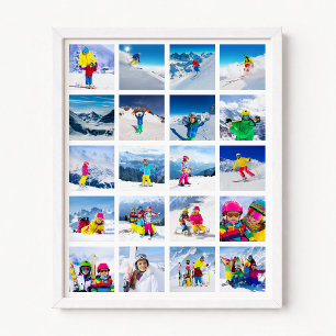 20 Photo Grid Collage White Poster
