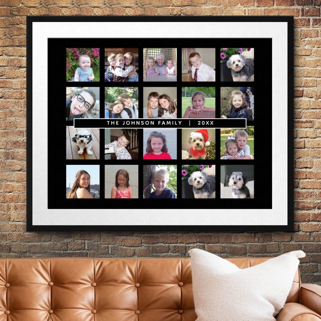 20 Photo Template Collage with Custom Text Poster (Custom Photo Collage Poster)