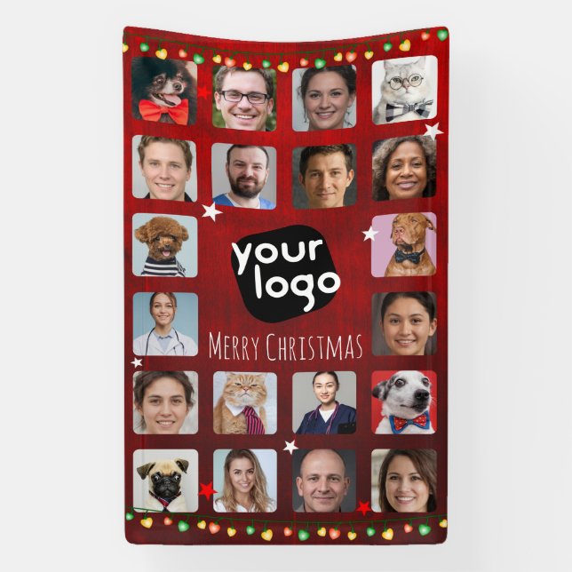   20 Photos Merry Christmas From the Team Branded Banner (Vertical)
