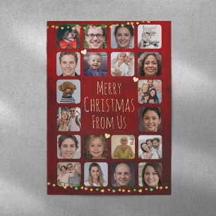 20 Photos to Personalise Merry Christmas Family Foil Holiday Card