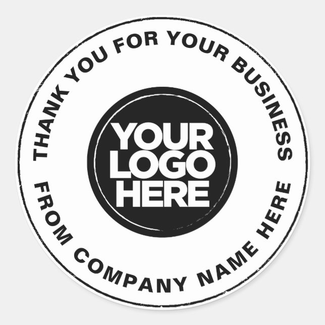20 Professional Bold Thank you Personalised Logo Classic Round Sticker (Front)