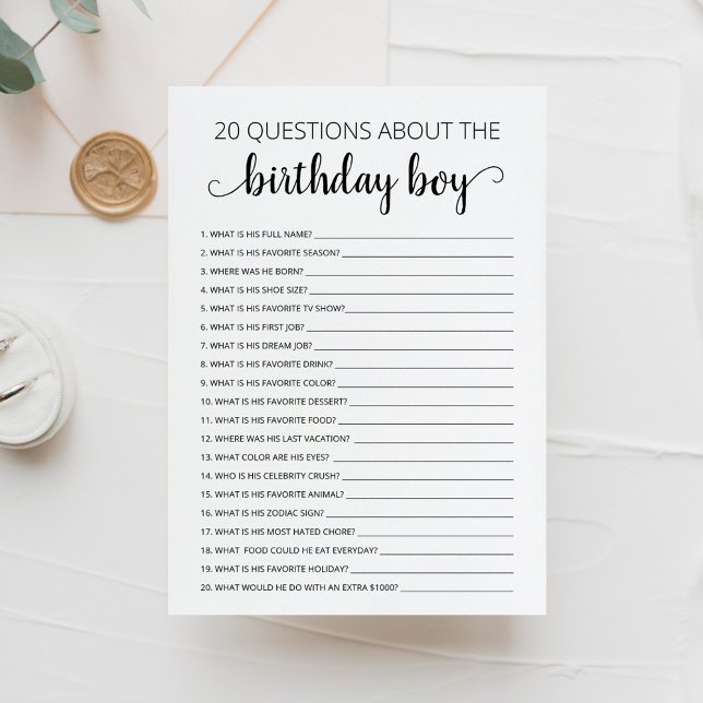 20 Questions about the Birthday Boy Birthday Card (Creator Uploaded)