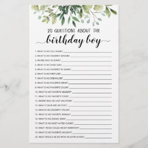 20 Questions About The Birthday Boy Editable Game