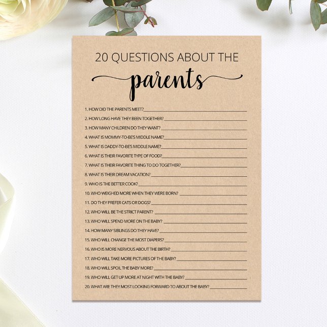 20 Questions about the Parents Baby Shower Card (Creator Uploaded)