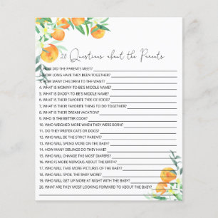 20 Questions about the Parents baby shower game