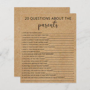 20 Questions about the Parents baby shower game