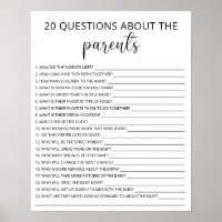 20 Questions about the Parents baby shower game