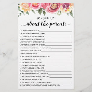 20 Questions about the Parents Editable game