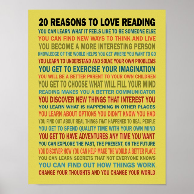20 Reasons to Love Reading Books Poster (Front)