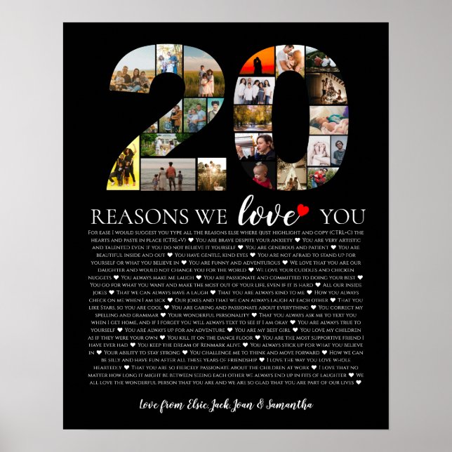 20 reasons why we love you anniversary photo poster (Front)