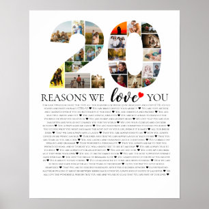 20 reasons why we love you birthday anniversary poster