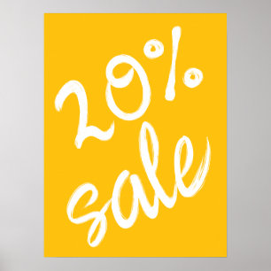 20% Sale Sign, 18x24 Yellow Sale Poster