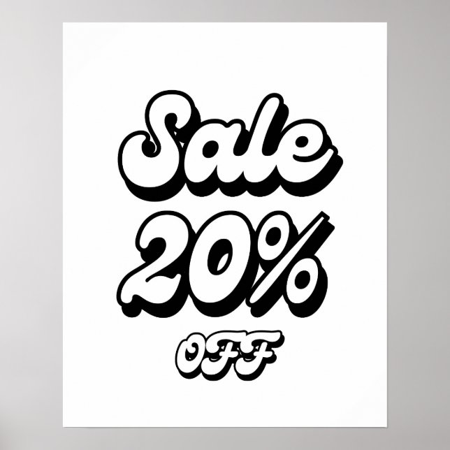 20% Sale Sign, 20% Off Discount Sign, Large Sale Poster (Front)