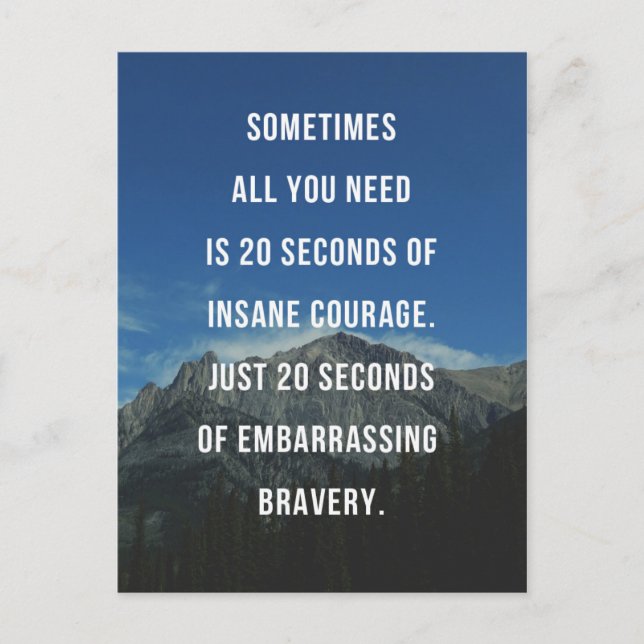 20 Seconds Of Insane Courage Quote Postcard (Front)