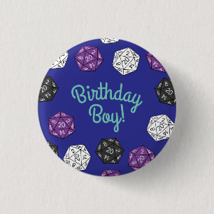 20 Sided Dice DND Games Birthday Party 3 Cm Round Badge