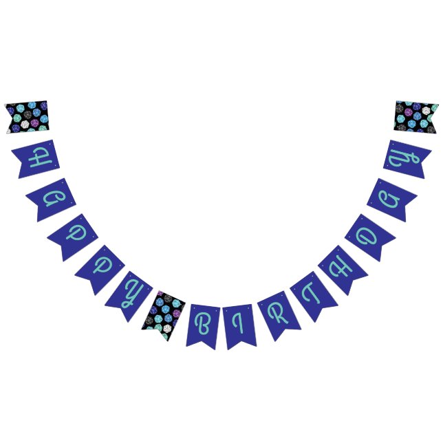 20 Sided Dice DND Games Kids Birthday Party Bunting (All)