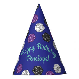 20 Sided Dice DND Games Kids Birthday Party Hat