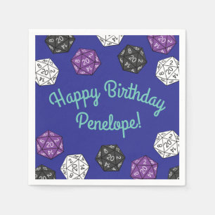 20 Sided Dice DND Games Kids Birthday Party Napkin